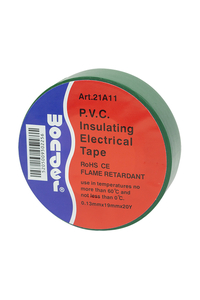 Product P.V.C. Insulating Electrical Tape 19mmX10.13mmX18.3m Green Wonder 21A11 base image