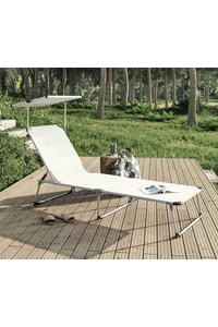 Product White Aluminium Folding Sunbed With Shade L1986360 base image