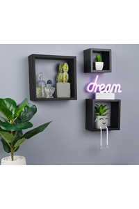 Product Square Shelves 3 pcs MDF Black Ergo Home Naxos base image