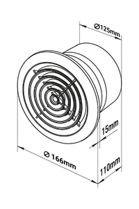 Product Ανεμιστήρας Εξαερισμού Μπάνιου Οροφής Στρόγγυλος ø125mm base image