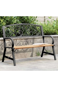 Product Garden Bench Metal/Wood Black 120x56x87cm Garden Line MEB2934 base image