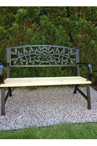 Product Garden Bench Metal/Wood Black 120x56x89cm Garden Line MEB2958 base image