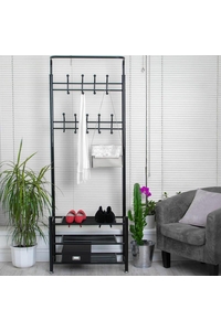 Product Clothes Hanger Rack With Shoe Shelf 192x29x65cm 00015744 base image