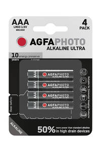 Product Alcaline Ultra AAA LR03 1.5V Batteries 4 pcs AgfaPhoto base image