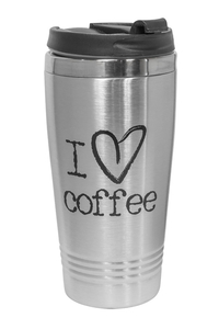 Product Double Wall Mug Stainless Steel 450ml "I Love Coffee" Sidirela SW8061 base image