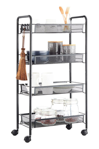 Product 4 Tier Kitchen Trolley Black Roco base image