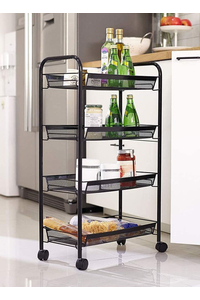 Product 4 Tier Kitchen Trolley Black Roco base image