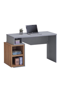 Product Desk With 3 Shelves Grey/Light Walnut 120/126x50x75cm base image